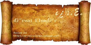 Árvai Elemér névjegykártya